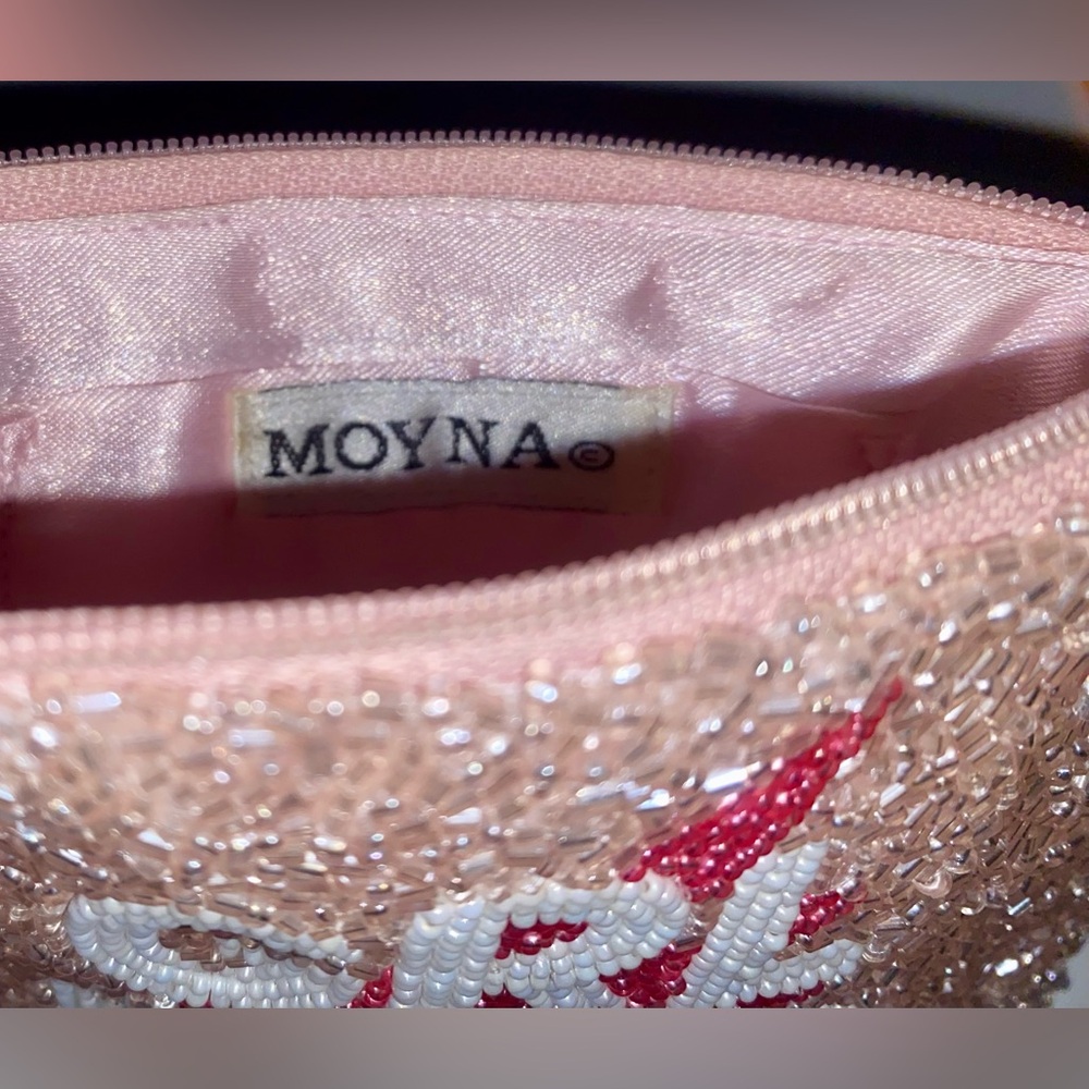 Moyna Pink Beaded “Girl Power” wristlet with Pink & White Accents - Picture 3 of 7